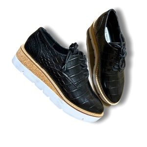 Steve Madden Wrenley Black Croc Platform Oxfords